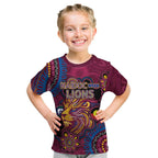 Custom NAIDOC Week Brisbane Lions Kid T Shirt Australian Aboriginal Art