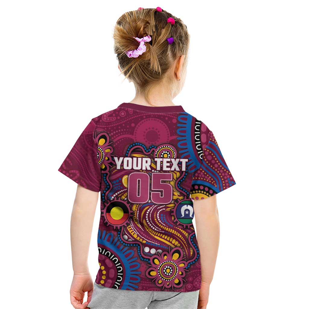 Custom NAIDOC Week Brisbane Lions Kid T Shirt Australian Aboriginal Art