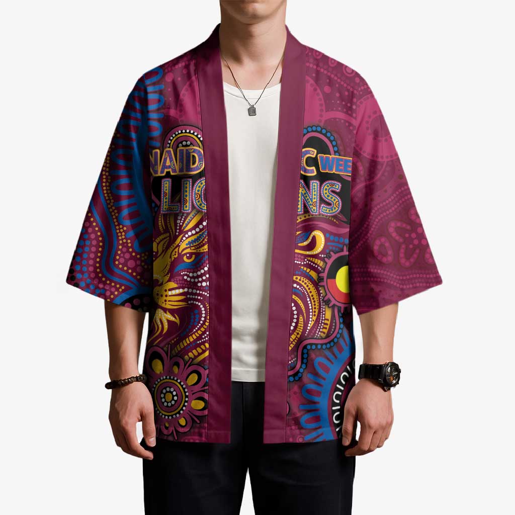 Custom NAIDOC Week Brisbane Lions Kimono Australian Aboriginal Art