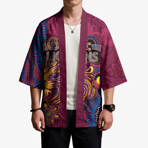 Custom NAIDOC Week Brisbane Lions Kimono Australian Aboriginal Art