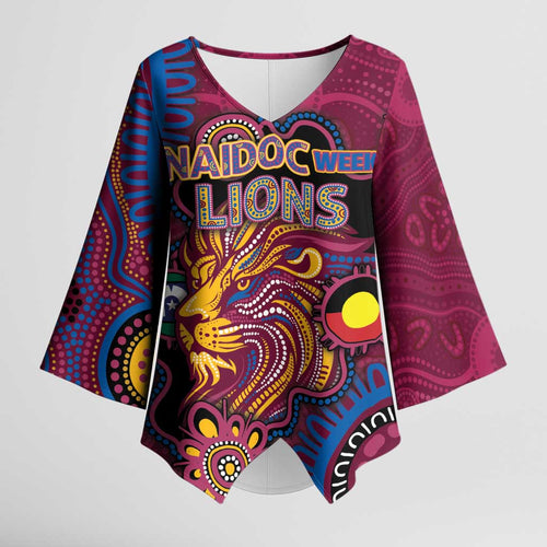 Custom NAIDOC Week Brisbane Lions Kimono Sleeve Blouse Australian Aboriginal Art