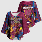 Custom NAIDOC Week Brisbane Lions Kimono Sleeve Blouse Australian Aboriginal Art