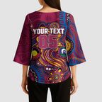 Custom NAIDOC Week Brisbane Lions Kimono Sleeve Blouse Australian Aboriginal Art