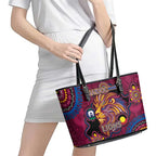 NAIDOC Week Brisbane Lions Leather Tote Bag Australian Aboriginal Art