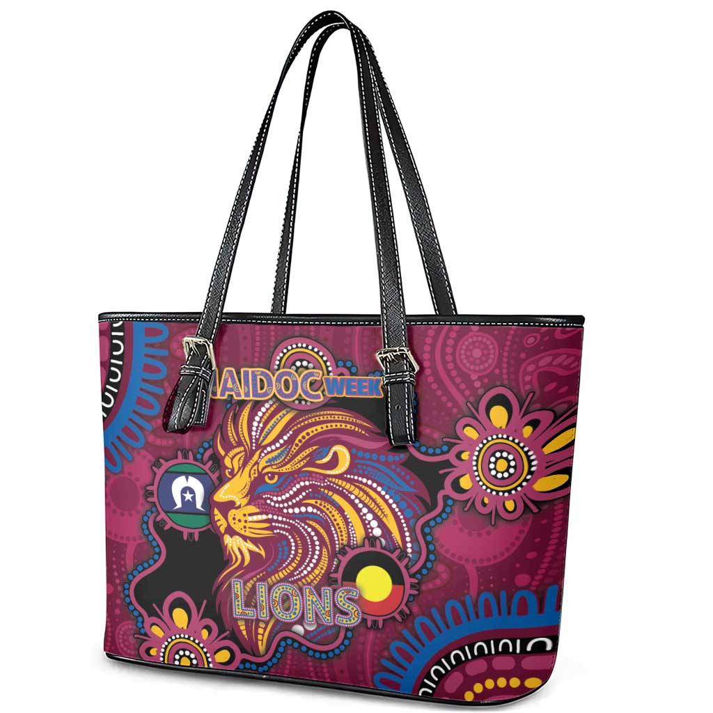 NAIDOC Week Brisbane Lions Leather Tote Bag Australian Aboriginal Art