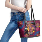 NAIDOC Week Brisbane Lions Leather Tote Bag Australian Aboriginal Art