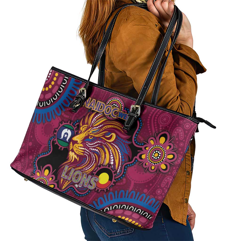 NAIDOC Week Brisbane Lions Leather Tote Bag Australian Aboriginal Art