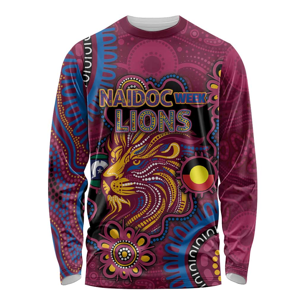Custom NAIDOC Week Brisbane Lions Long Sleeve Shirt Australian Aboriginal Art