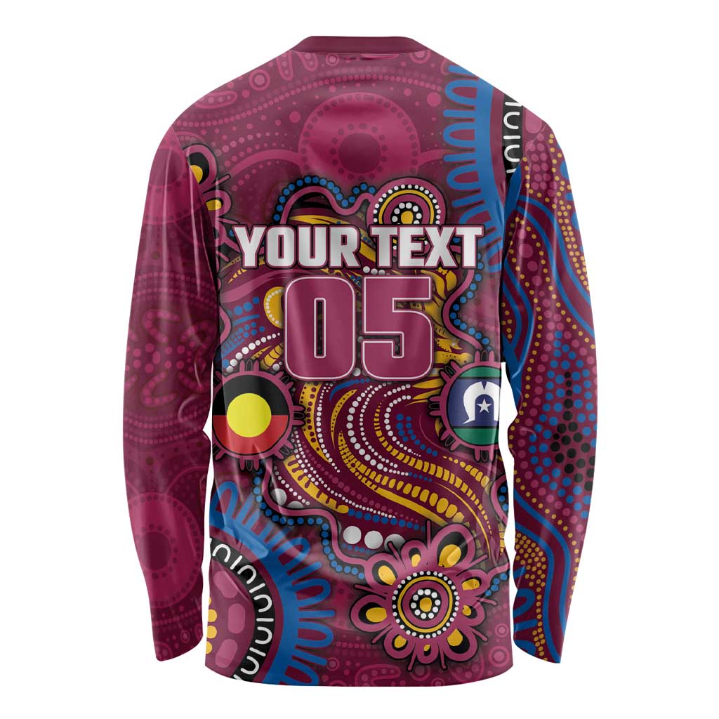 Custom NAIDOC Week Brisbane Lions Long Sleeve Shirt Australian Aboriginal Art
