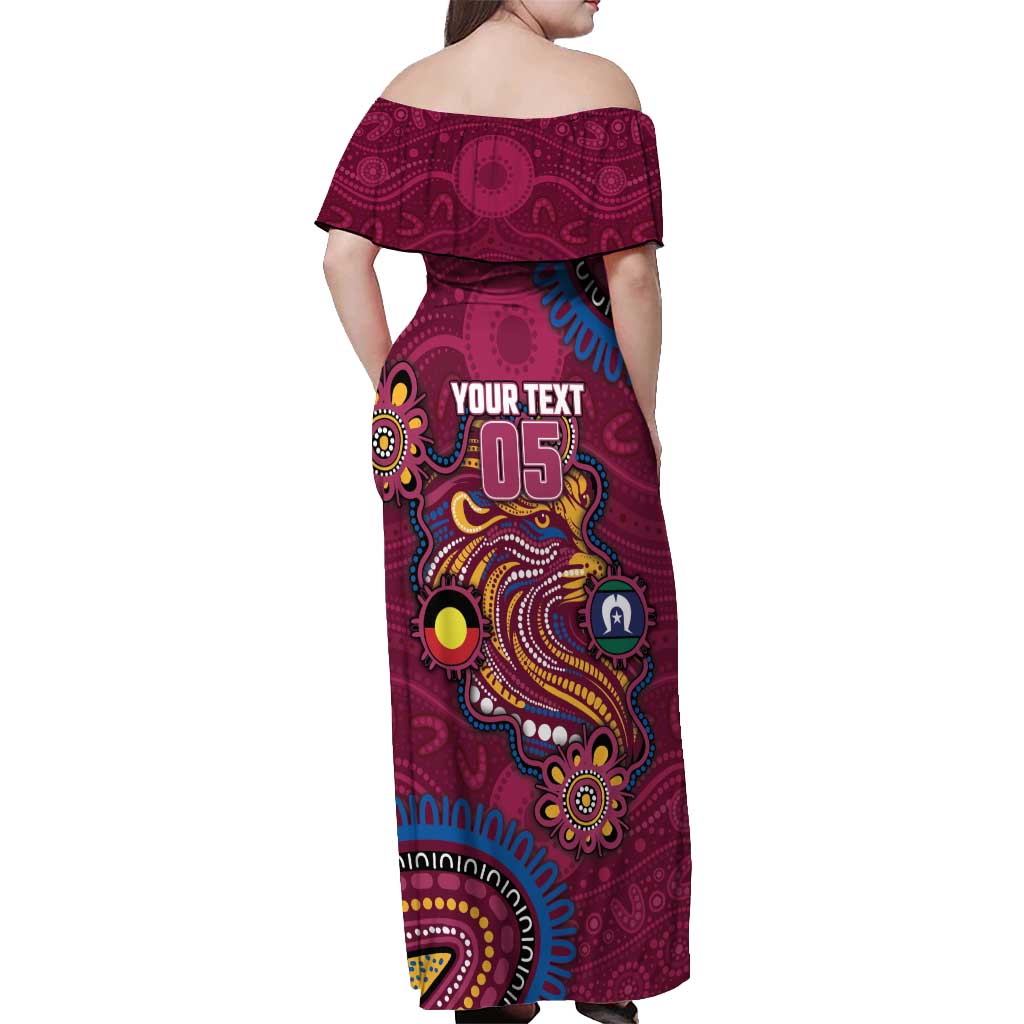 Custom NAIDOC Week Brisbane Lions Off Shoulder Maxi Dress Australian Aboriginal Art