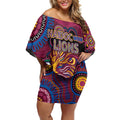 Custom NAIDOC Week Brisbane Lions Off Shoulder Short Dress Australian Aboriginal Art