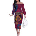 Custom NAIDOC Week Brisbane Lions Off The Shoulder Long Sleeve Dress Australian Aboriginal Art