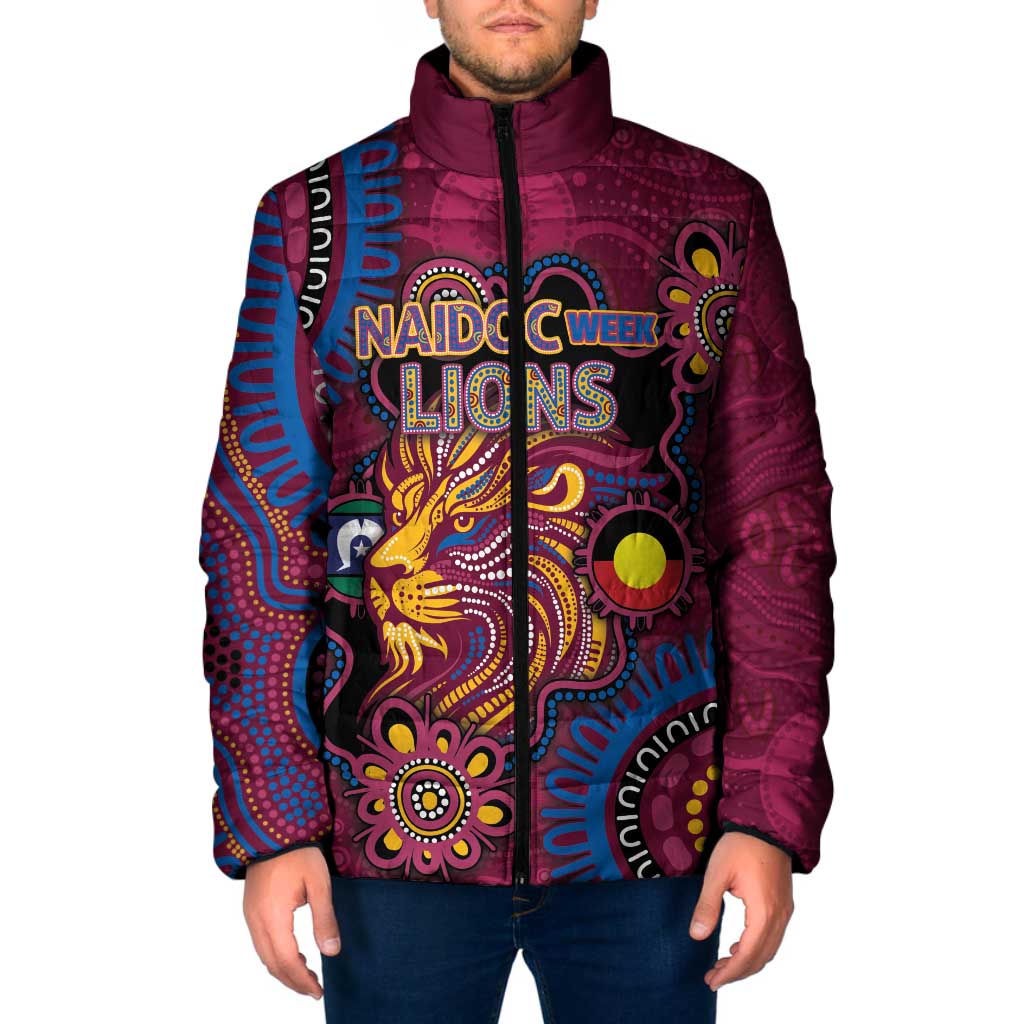 Custom NAIDOC Week Brisbane Lions Padded Jacket Australian Aboriginal Art