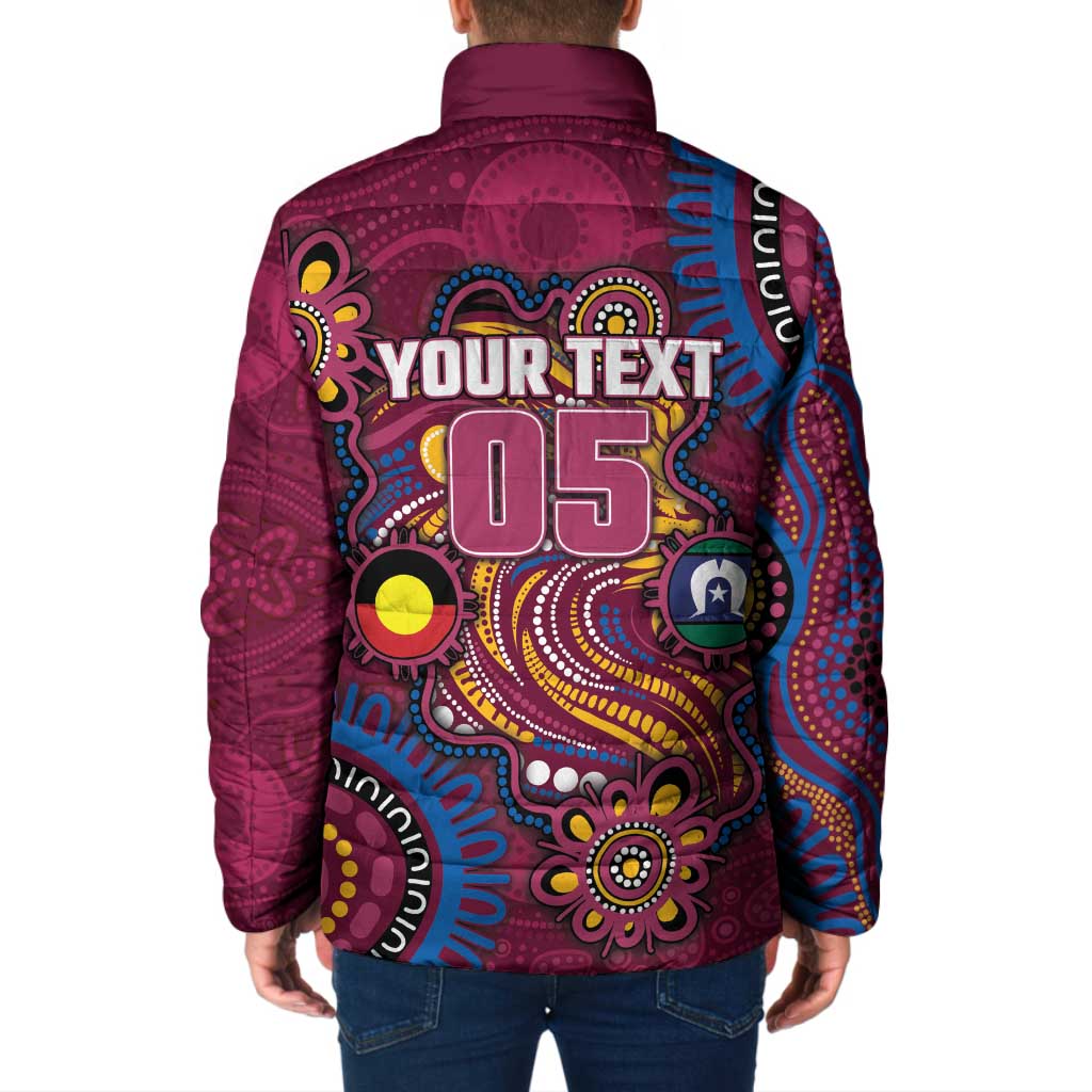 Custom NAIDOC Week Brisbane Lions Padded Jacket Australian Aboriginal Art