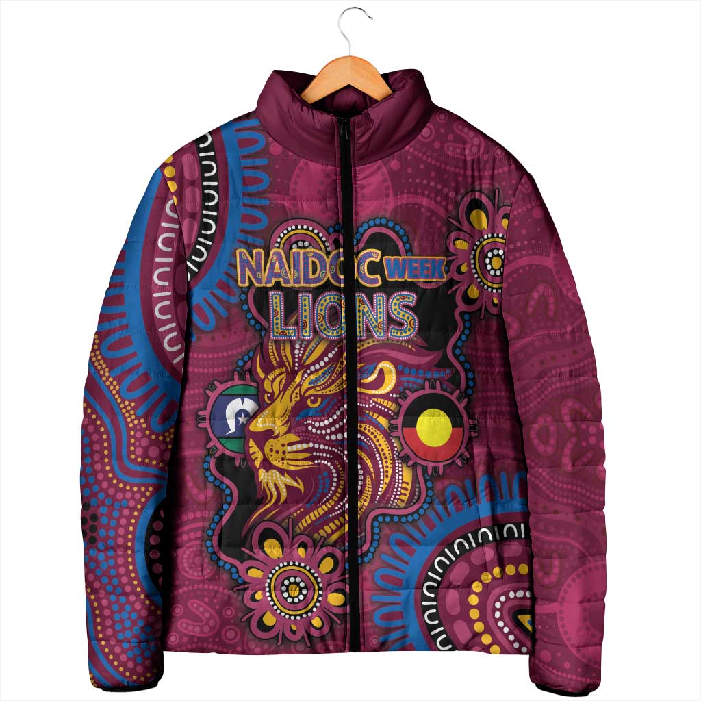 Custom NAIDOC Week Brisbane Lions Padded Jacket Australian Aboriginal Art