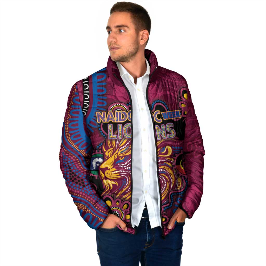 Custom NAIDOC Week Brisbane Lions Padded Jacket Australian Aboriginal Art