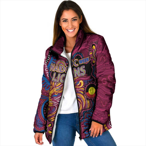Custom NAIDOC Week Brisbane Lions Padded Jacket Australian Aboriginal Art