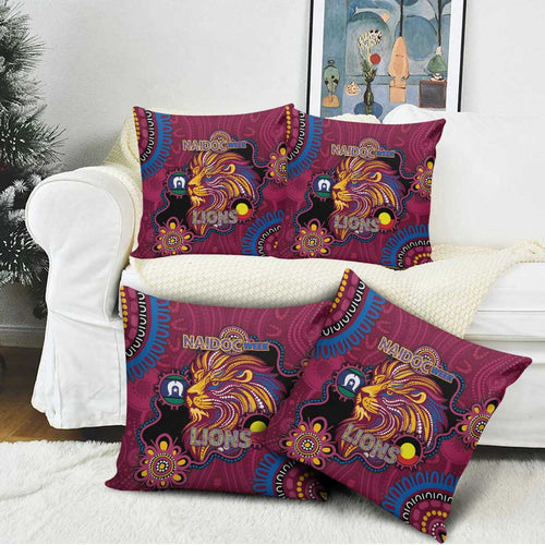 NAIDOC Week Brisbane Lions Pillow Cover Australian Aboriginal Art