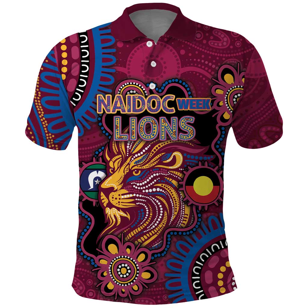 Custom NAIDOC Week Brisbane Lions Polo Shirt Australian Aboriginal Art