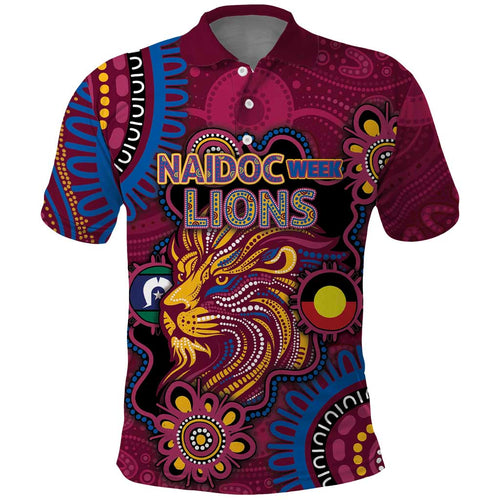 Custom NAIDOC Week Brisbane Lions Polo Shirt Australian Aboriginal Art