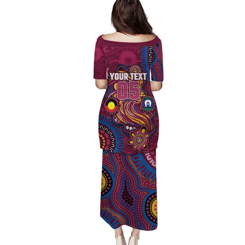 Custom NAIDOC Week Brisbane Lions Puletasi Australian Aboriginal Art