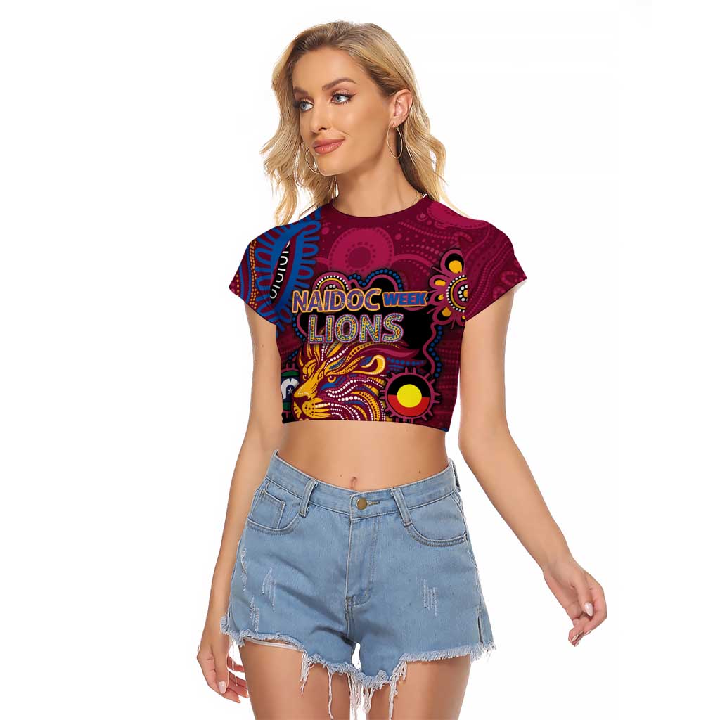 Custom NAIDOC Week Brisbane Lions Raglan Cropped T Shirt Australian Aboriginal Art