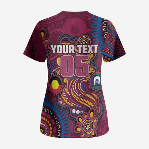 Custom NAIDOC Week Brisbane Lions Scrub Top Australian Aboriginal Art