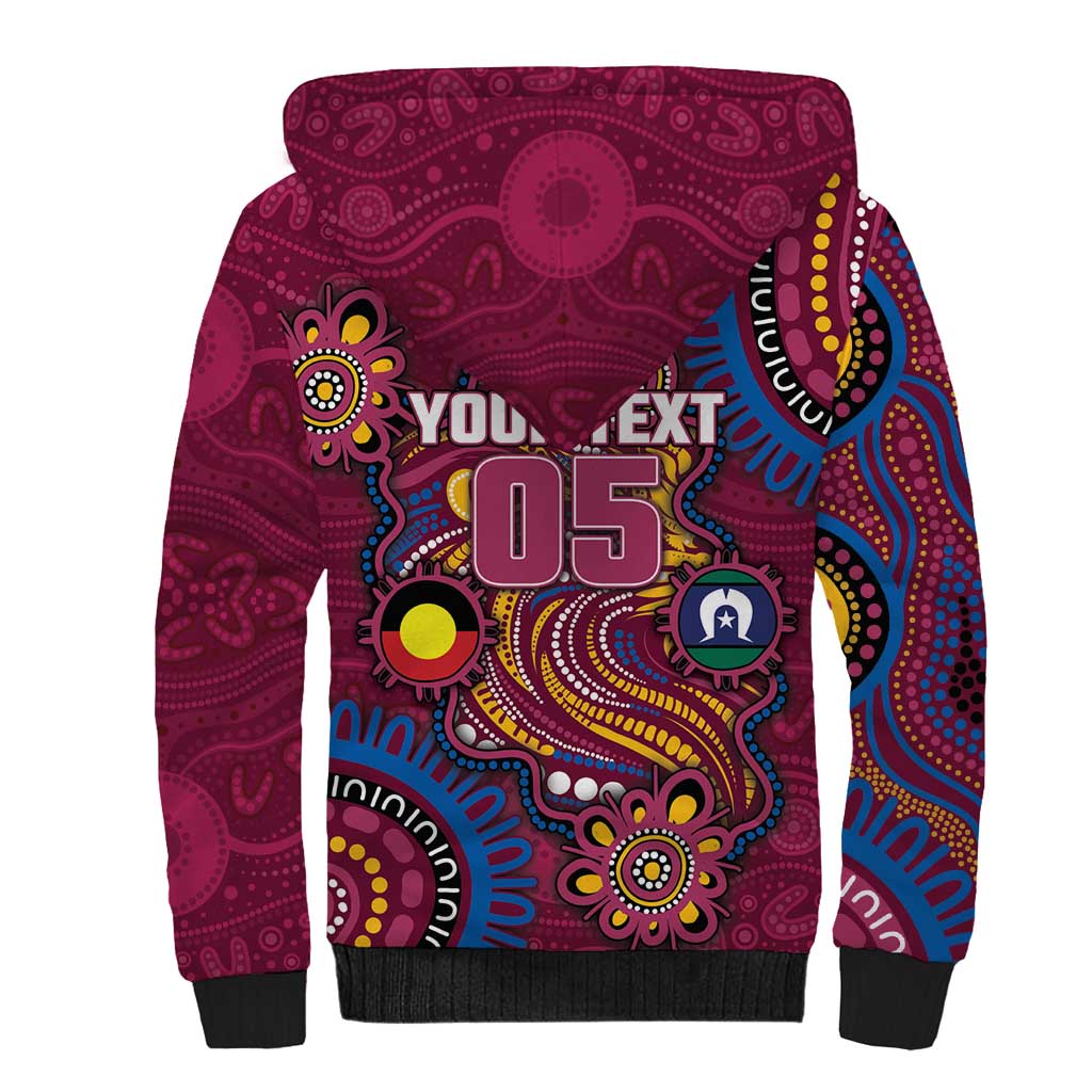Custom NAIDOC Week Brisbane Lions Sherpa Hoodie Australian Aboriginal Art