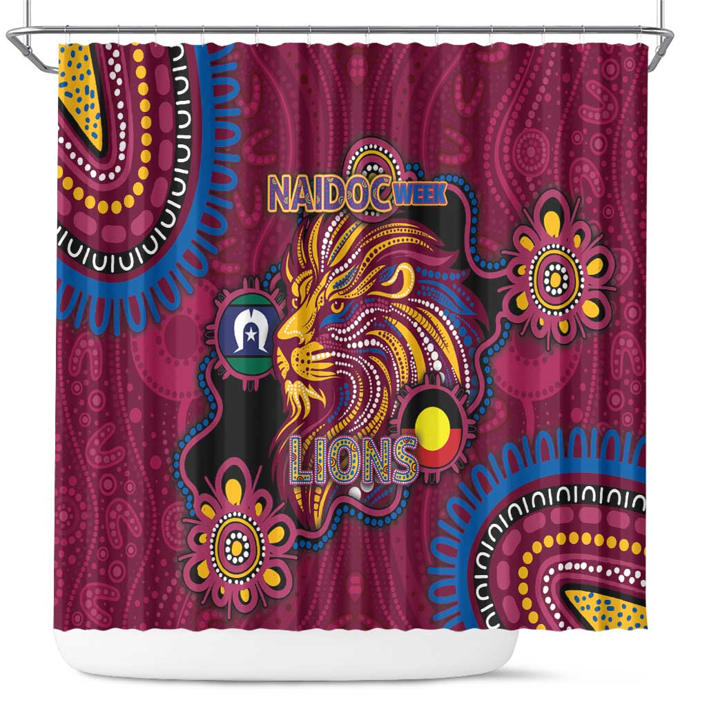 NAIDOC Week Brisbane Lions Shower Curtain Australian Aboriginal Art