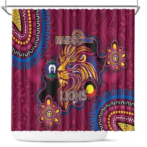 NAIDOC Week Brisbane Lions Shower Curtain Australian Aboriginal Art