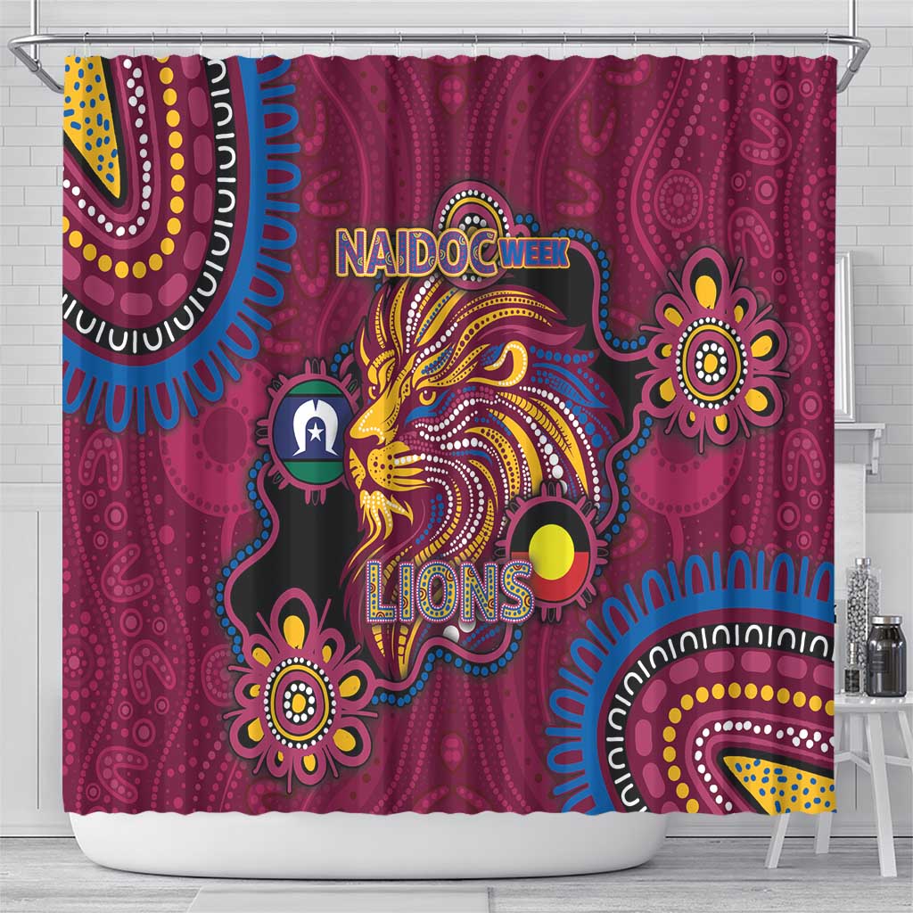 NAIDOC Week Brisbane Lions Shower Curtain Australian Aboriginal Art