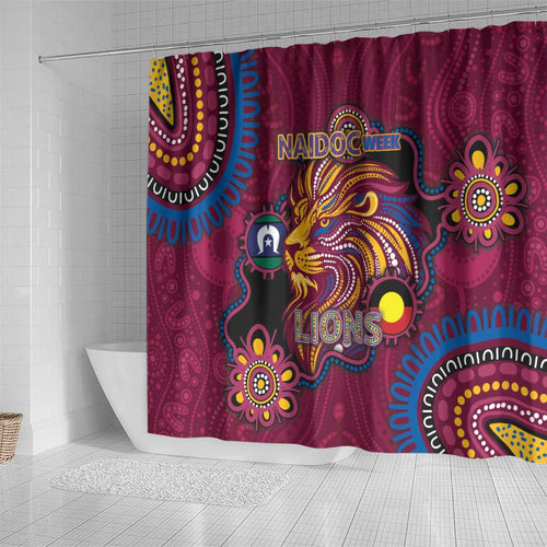 NAIDOC Week Brisbane Lions Shower Curtain Australian Aboriginal Art