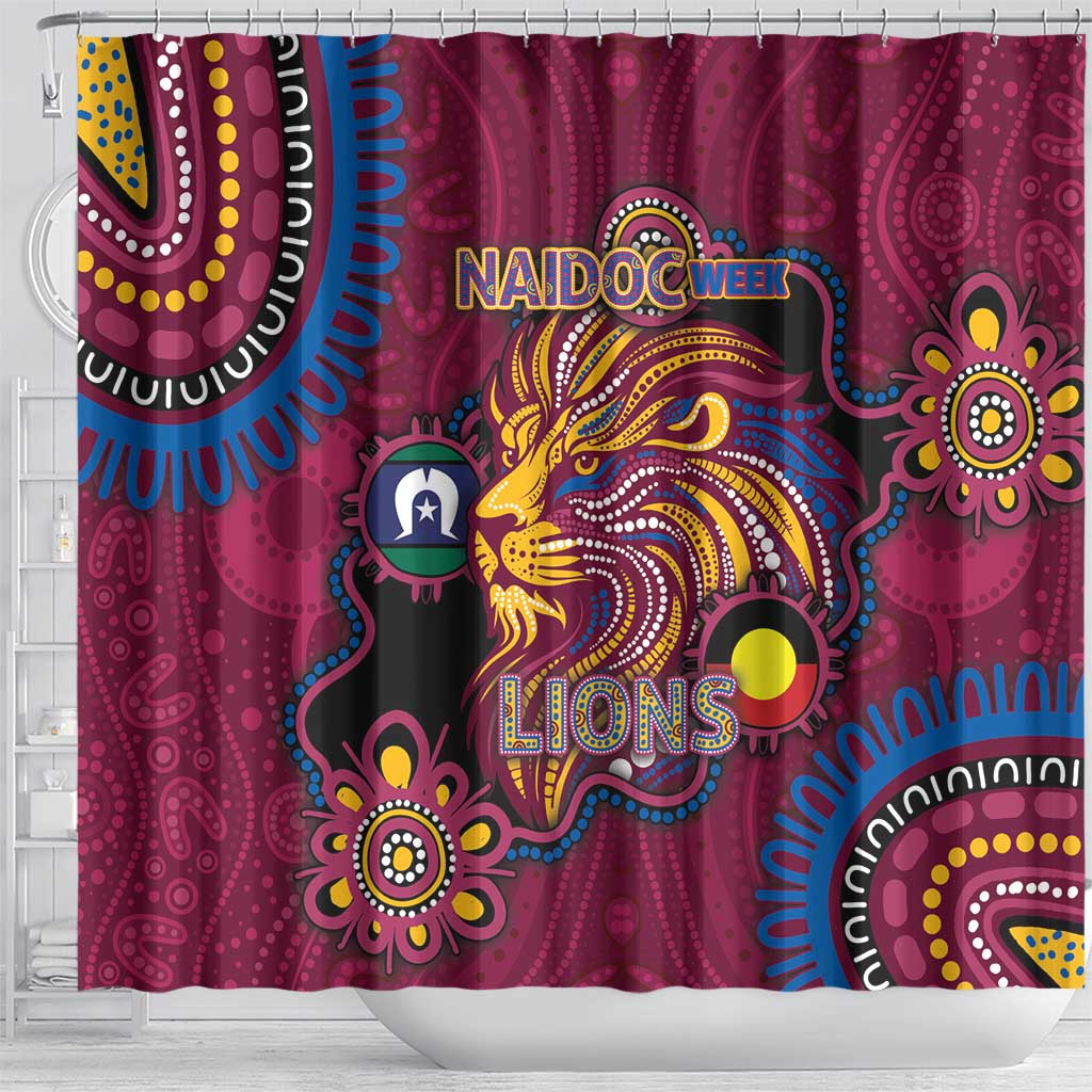 NAIDOC Week Brisbane Lions Shower Curtain Australian Aboriginal Art