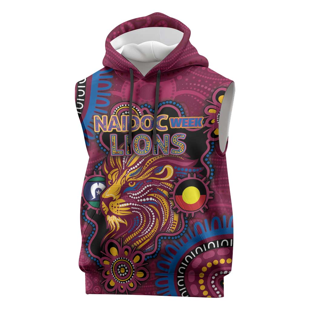 Custom NAIDOC Week Brisbane Lions Sleeveless Hoodie Australian Aboriginal Art