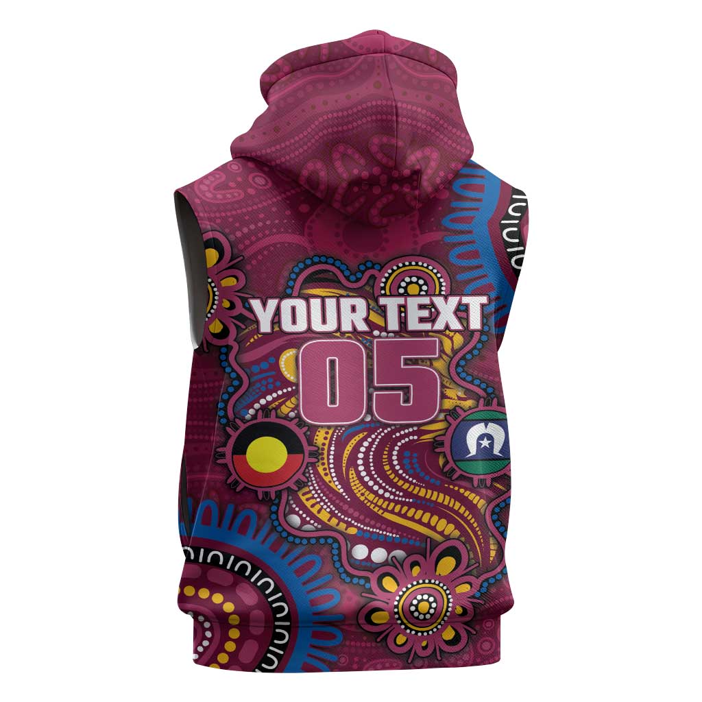 Custom NAIDOC Week Brisbane Lions Sleeveless Hoodie Australian Aboriginal Art