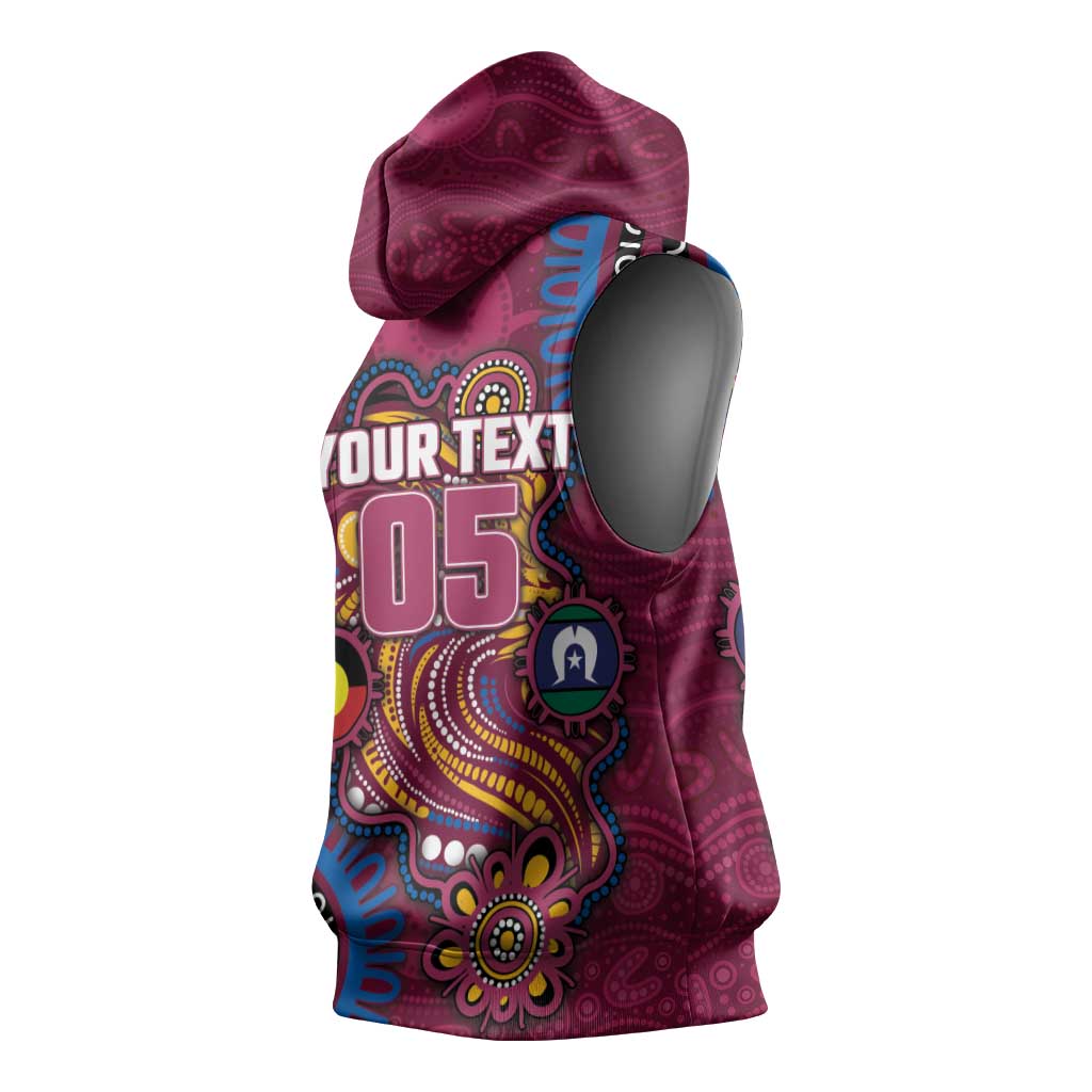 Custom NAIDOC Week Brisbane Lions Sleeveless Hoodie Australian Aboriginal Art