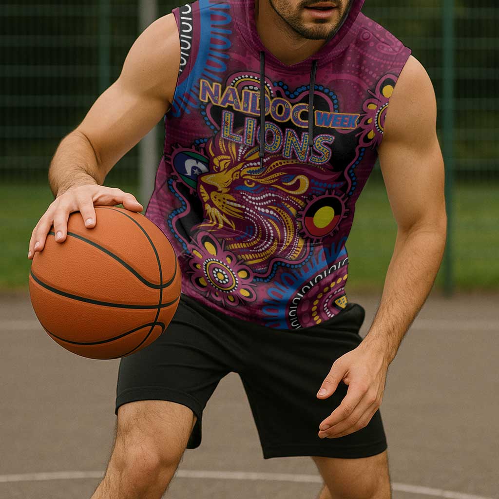Custom NAIDOC Week Brisbane Lions Sleeveless Hoodie Australian Aboriginal Art