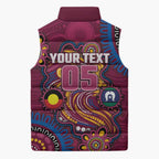 Custom NAIDOC Week Brisbane Lions Sleeveless Puffer Jacket Australian Aboriginal Art