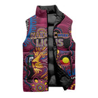 Custom NAIDOC Week Brisbane Lions Sleeveless Puffer Jacket Australian Aboriginal Art