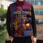Custom NAIDOC Week Brisbane Lions Sleeveless Puffer Jacket Australian Aboriginal Art