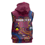 Custom NAIDOC Week Brisbane Lions Sleeveless Zip Hoodie Australian Aboriginal Art
