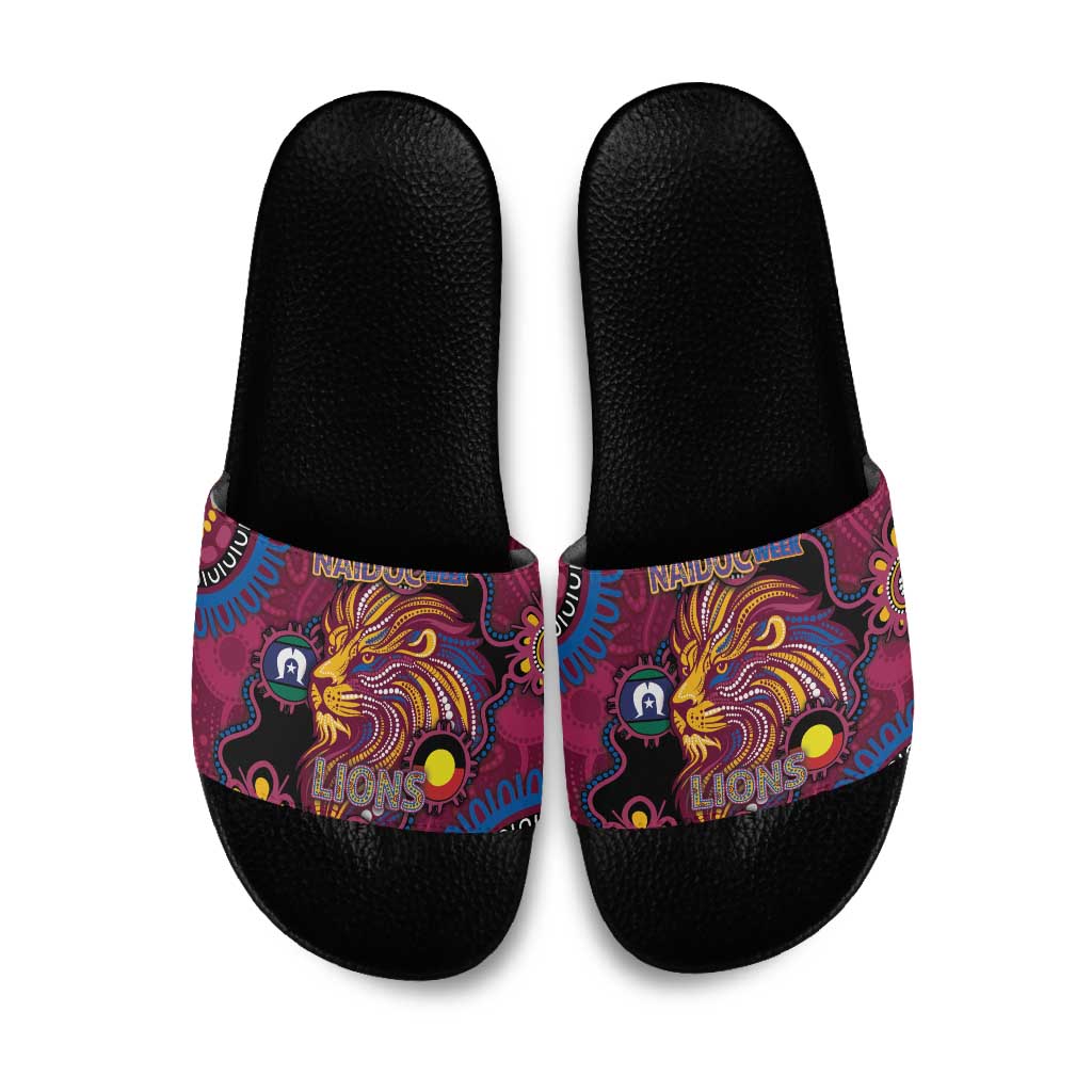NAIDOC Week Brisbane Lions Slide Sandals Australian Aboriginal Art