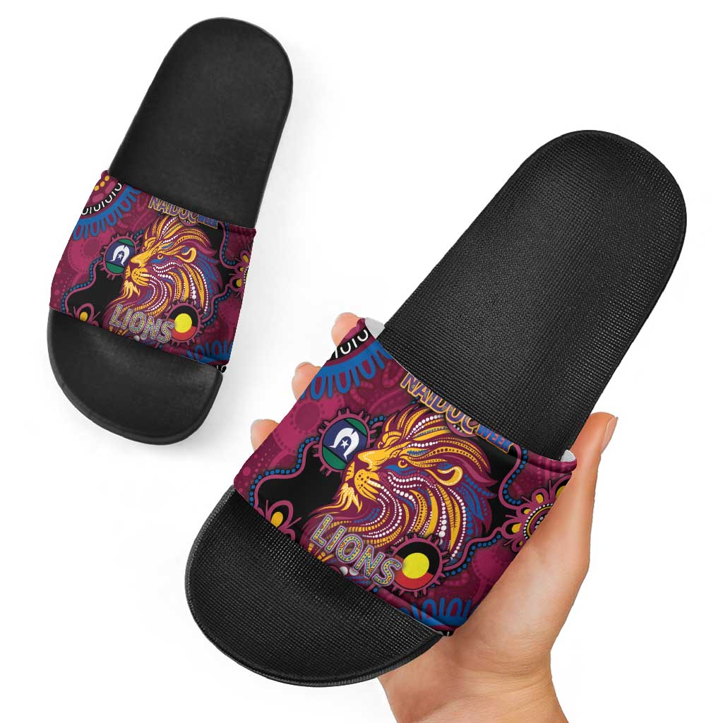 NAIDOC Week Brisbane Lions Slide Sandals Australian Aboriginal Art