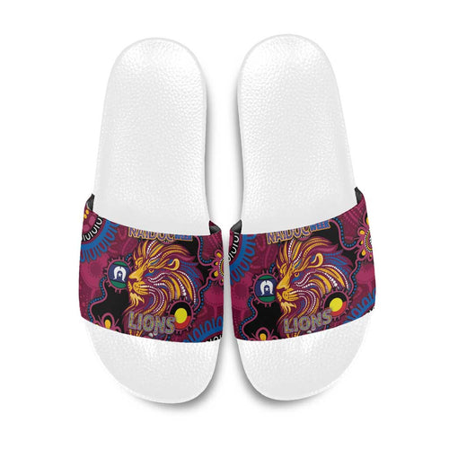 NAIDOC Week Brisbane Lions Slide Sandals Australian Aboriginal Art