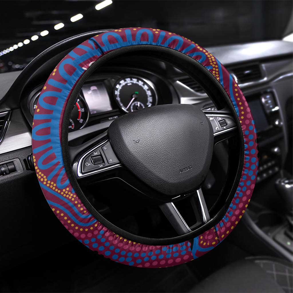 NAIDOC Week Brisbane Lions Steering Wheel Cover Australian Aboriginal Art
