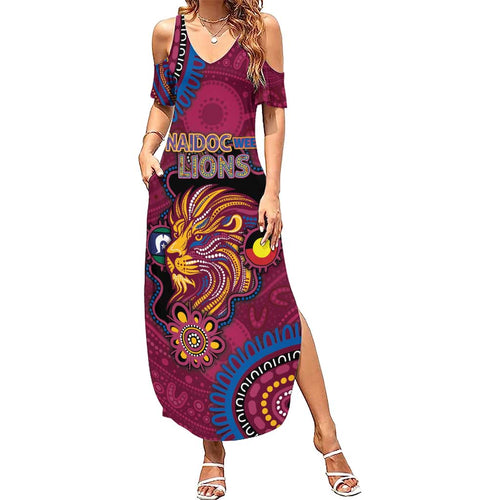 Custom NAIDOC Week Brisbane Lions Summer Maxi Dress Australian Aboriginal Art