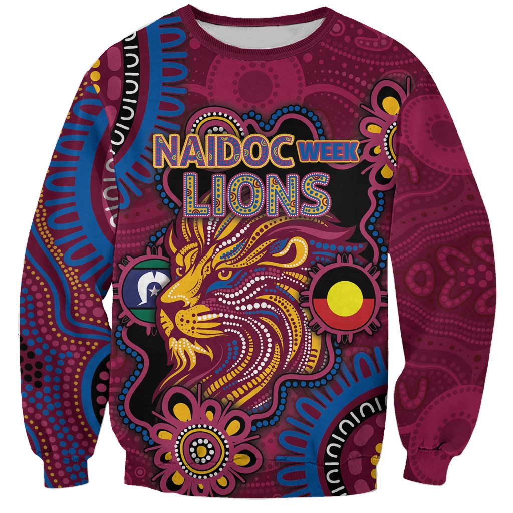 Custom NAIDOC Week Brisbane Lions Sweatshirt Australian Aboriginal Art