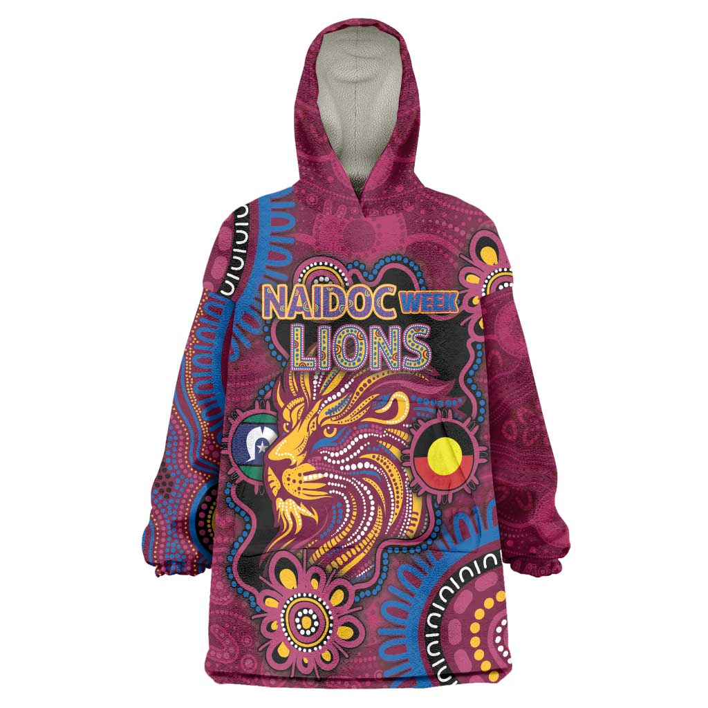 Custom NAIDOC Week Brisbane Lions Wearable Blanket Hoodie Australian Aboriginal Art