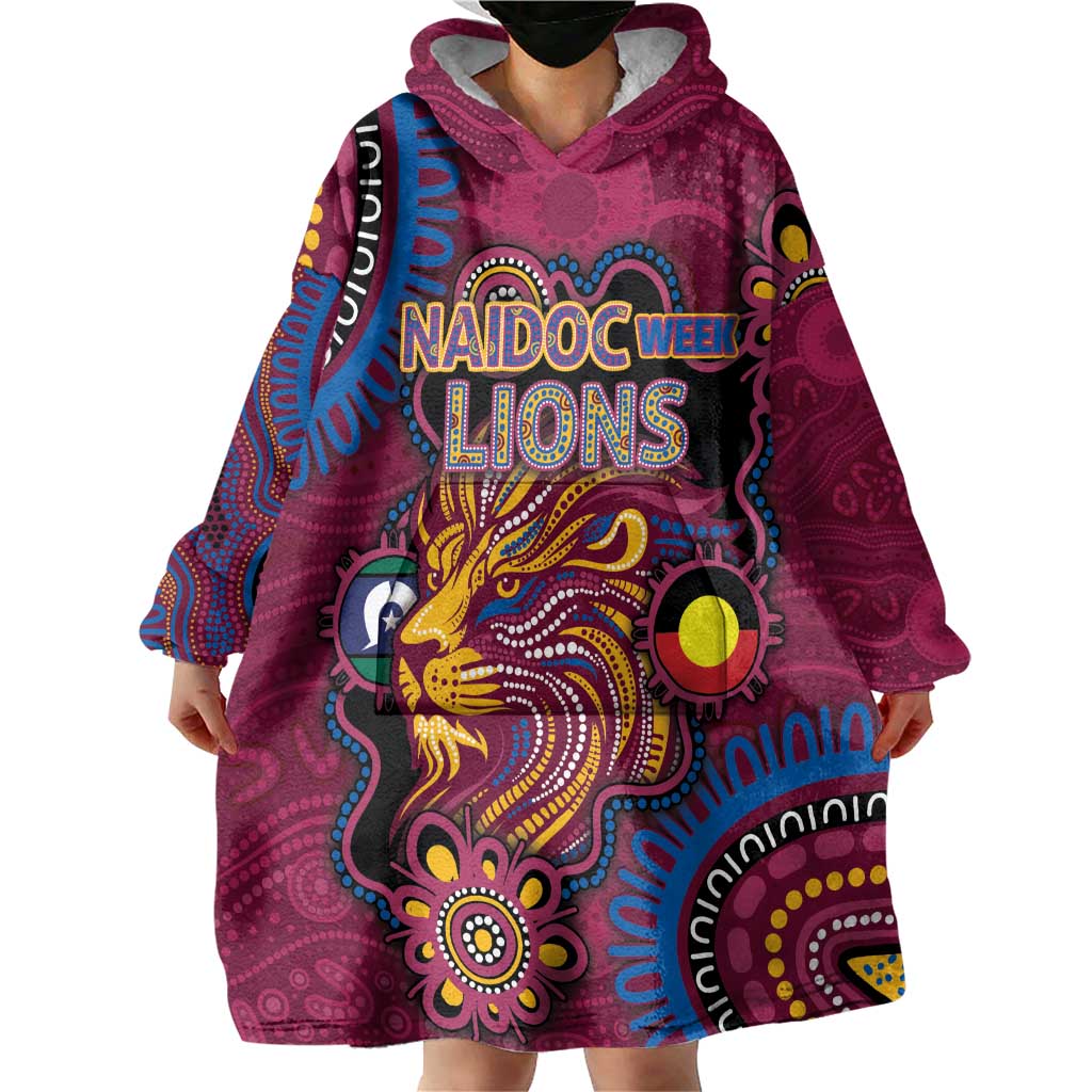 Custom NAIDOC Week Brisbane Lions Wearable Blanket Hoodie Australian Aboriginal Art