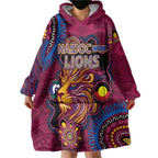 Custom NAIDOC Week Brisbane Lions Wearable Blanket Hoodie Australian Aboriginal Art